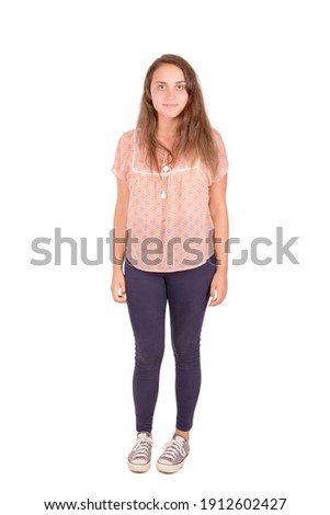 teenage girl isolated in white background