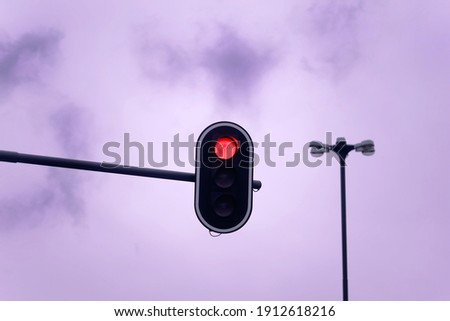 traffic light with red light on