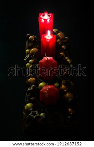 Two red advent candles in row - second advent Sunday