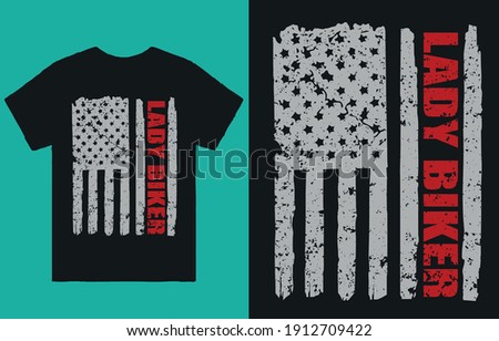 Lady biker American flag - t shirt design vector