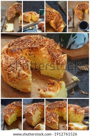 Delighted cheese chiffon cake picture in beautyful collage