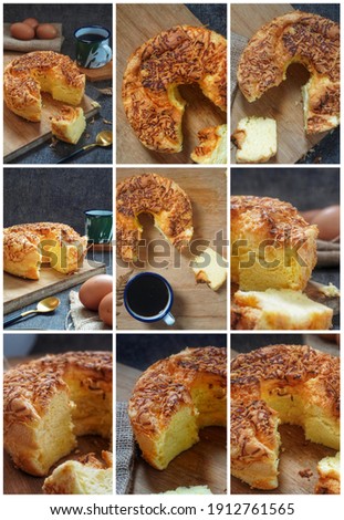 Delighted cheese chiffon cake picture in beautyful collage
