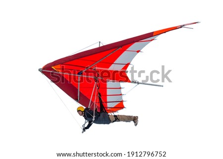 Hang glider wing silhouette isolated on white. Real wing profile Royalty-Free Stock Photo #1912796752