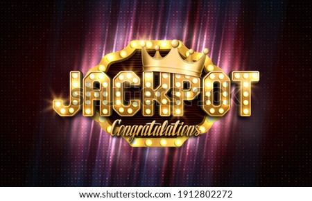 Shining sign Jackpot with golden crown on a bright background. Vector illustration.  Royalty-Free Stock Photo #1912802272