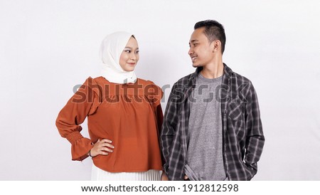 asian couple romantic style isolated white background