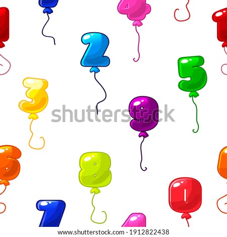 Seamless texture pattern of bright balloons numbers. 