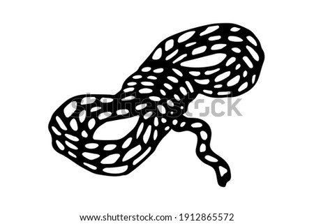 Vector isolated element. Illustration with a coil of rope. Garden tools. Hand drawn doodle. 