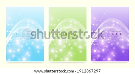 Modern vector template for brochure, leaflet, flyer, cover, magazine or annual report. A4 size with colorful abstract molecules. Atoms. Neurons. Medical banner. Vector illustration