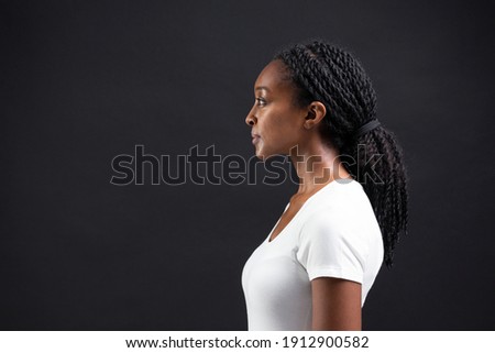 Woman touching half profile image
