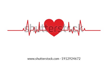 Red heart beat isolated on white background. Heart vector illustration. Heart rate icon, symbol, logo Royalty-Free Stock Photo #1912924672
