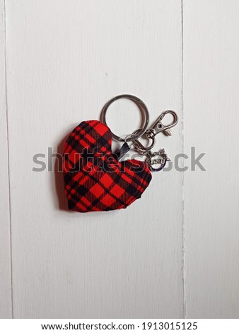 Photo of heart keychain made with canvas
