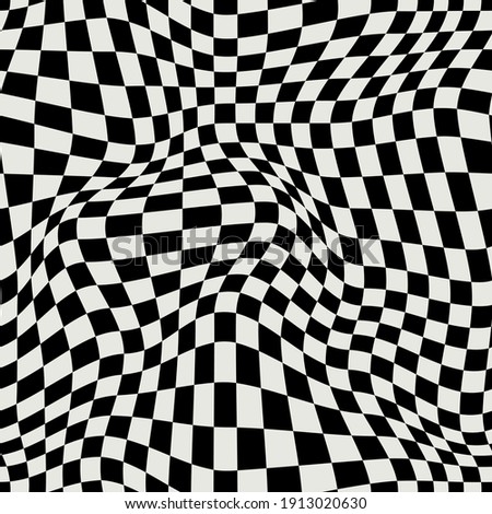 DISTORTED CHECKERED PATTERN. VECTOR SEAMLESS PATTERN Royalty-Free Stock Photo #1913020630