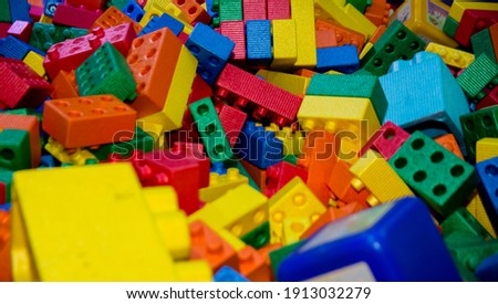 Background, multicolored constructor. selective focus
