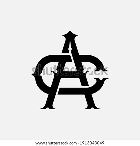 Initial letters A, C, AC or CA overlapping, interlock, monogram logo, black color on white background