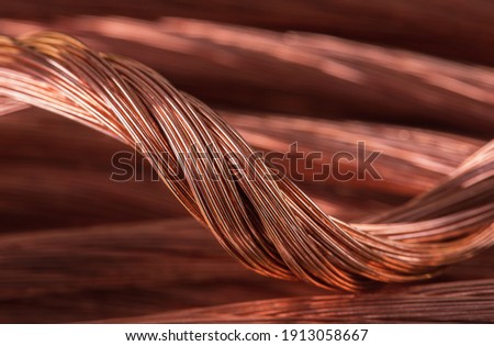 Copper wire cable, raw material energy industry Royalty-Free Stock Photo #1913058667