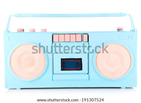 Colorful retro radio, isolated on white