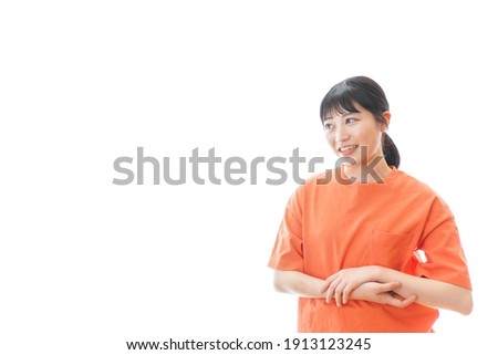 Young woman stretching with smile