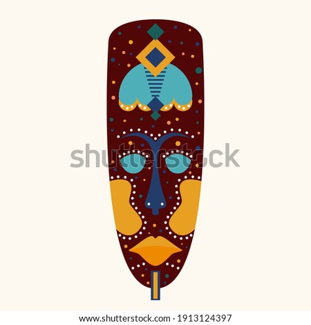 Ethnic african tribal mask pattern background. Voodoo shaman mask for design card, t shirt print, invitation, party flyer etc