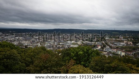Cityscape of Aachen seen from Lousberg in North Rhine Westphalia in Germany