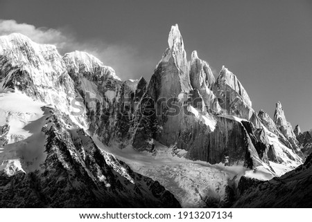 Dramatic mountain with a narrow summit named Cerro Torre in south america