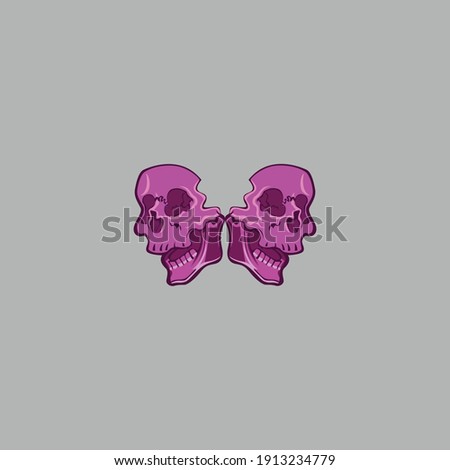 skull character illustration on grey background