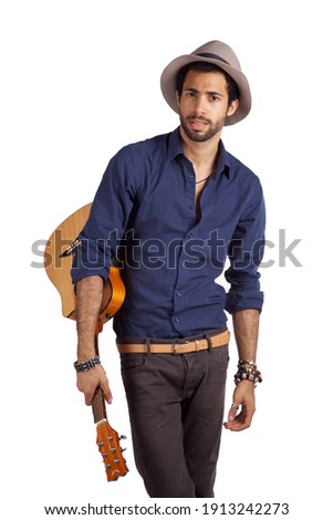 Beautiful afro man with a guitar