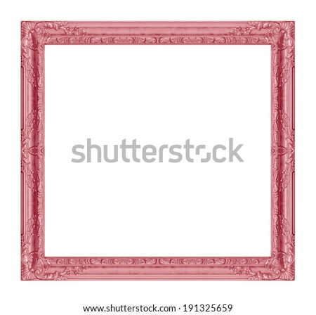 pink vintage picture frames isolated on white background 