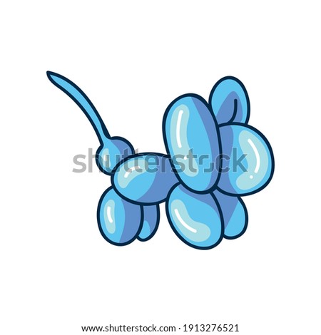 Cute cartoon blue boys mouse balloon animal vector illustration. Simple glossy inflatable for party sticker clipart. Adorable birthday novelty for entertainment hand drawn doodle. 