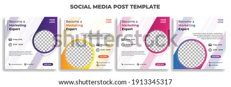 Set of Social media post template with white color design. Marketing expert banner. good template for digital advertisement design. Royalty-Free Stock Photo #1913345317