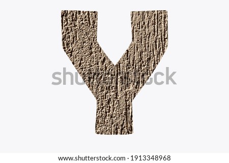 Letter Y of the alphabet with texture wall . Character alphabet, text, texture of wall, pattern inside letter isolated on white background.