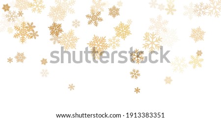 Snow flakes falling macro vector illustration, christmas snowflakes confetti falling scatter banner. Winter xmas snow background. Motion flakes falling and flying winter cold weather vector.
