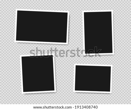 Set of template photo frames with shadow on transparent background. Vector illustration EPS 10