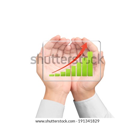 Graph on a hand, local businessmen 