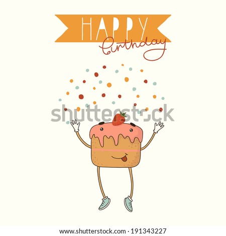 Happy Birthday card background with cake 