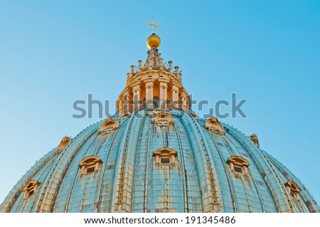 stunning view of Saint Peter's Basilica Dome in Vatican City, Italy (picture taken at sunset)