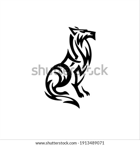 Tribal Wolf Symbol Logo. Tattoo Design. Vector Illustration.