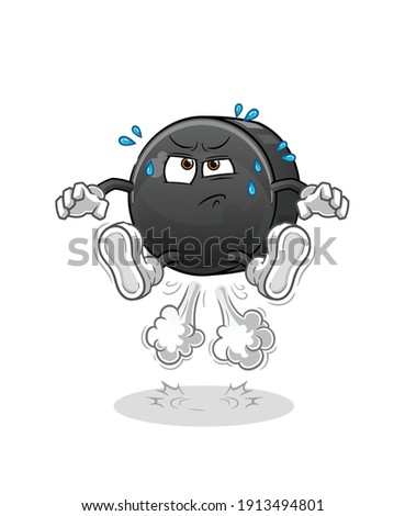 Hockey puck character. cartoon mascot vector