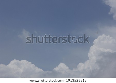beautiful cloud in a clear blue sky and a dragonfly