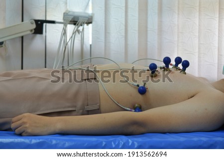 Electrocardiogram for heart and pulse measurement in hospital.