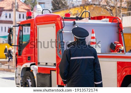 Picture of a new fire truck on mission in Cluj-Napoca, Romania 