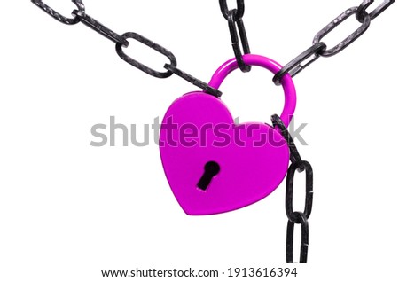 Lock of love - Pink heart lock and chain
