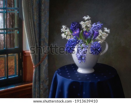 Still life with spring flowers in vase