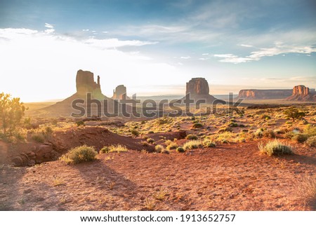 Sunset in the monument valley, Arizona. Royalty-Free Stock Photo #1913652757