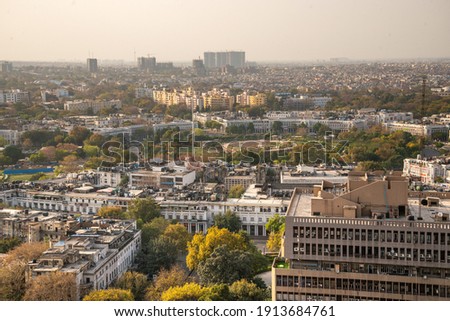 Arial and high View of Central New Delhi India, Connaught place is commercial hub and shopping place,  government and Private office situated at this area.