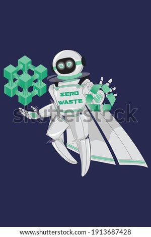 vector illustration of a zero waste robot mascot