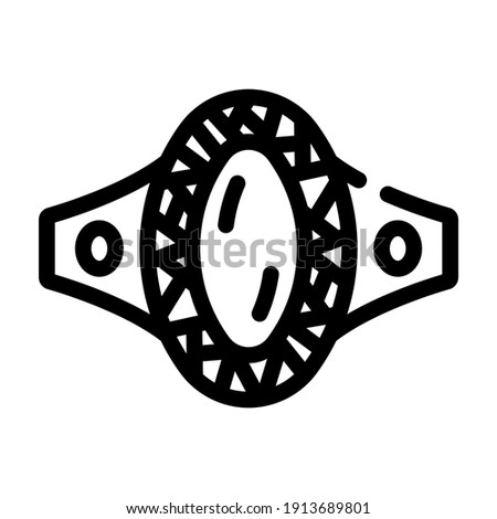 ring with magic diamond line icon vector. ring with magic diamond sign. isolated contour symbol black illustration