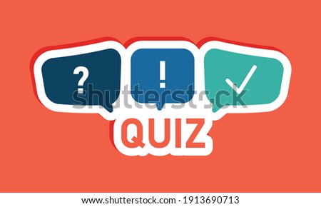 Quiz logo with speech bubble symbols, concept of questionnaire show sing, quiz button, question competition, exam, interview modern emblem design vector illustration isolated on orange background