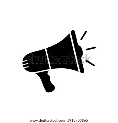 Speaker icon. Loud announce. Loudspeaker sign. Shout in megaphone. Bullhorn alert. Noise speaker. Speak news announcement. Loud sound horn. Notify icon isolated on white background. Voice. Vector Royalty-Free Stock Photo #1913703865