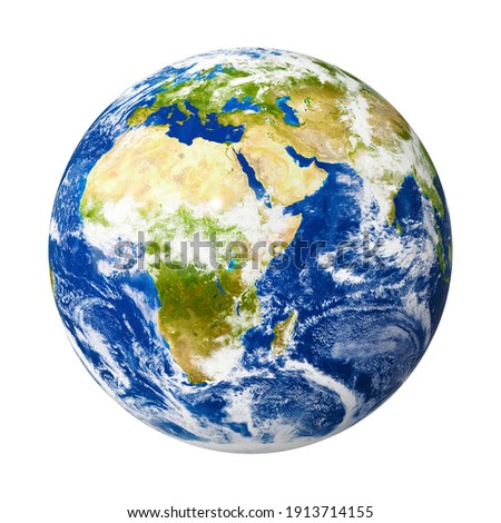 An image of our planet Earth isolated on white with clipping mask. 3D Graphic with high detailed NASA images.