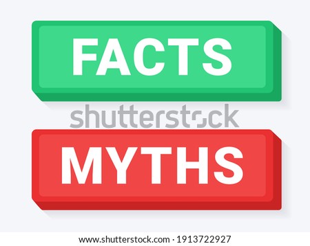 Facts myths button sign. True or false facts. Concept of thorough fact-checking or easy compare evidence. Illustration vector